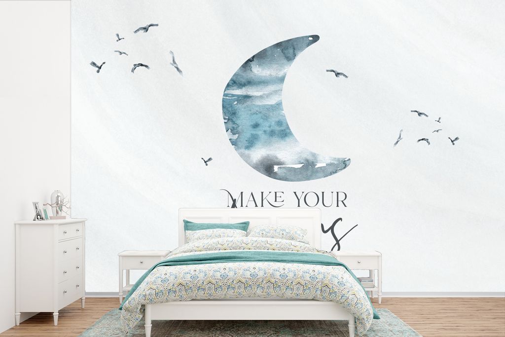 MuchoWow Fototapete für Wohnzimmer oder Schlafzimmer Wandtapete Vinyl Motivtapete Kinder - Mach deine Träume wahr - Sprichwörter - Jungen - Bl...