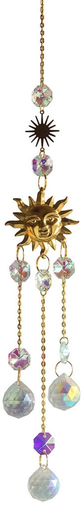 Suncatcher "Sonne" Messing mit 3x20mm Kristallkugel 5x40cm