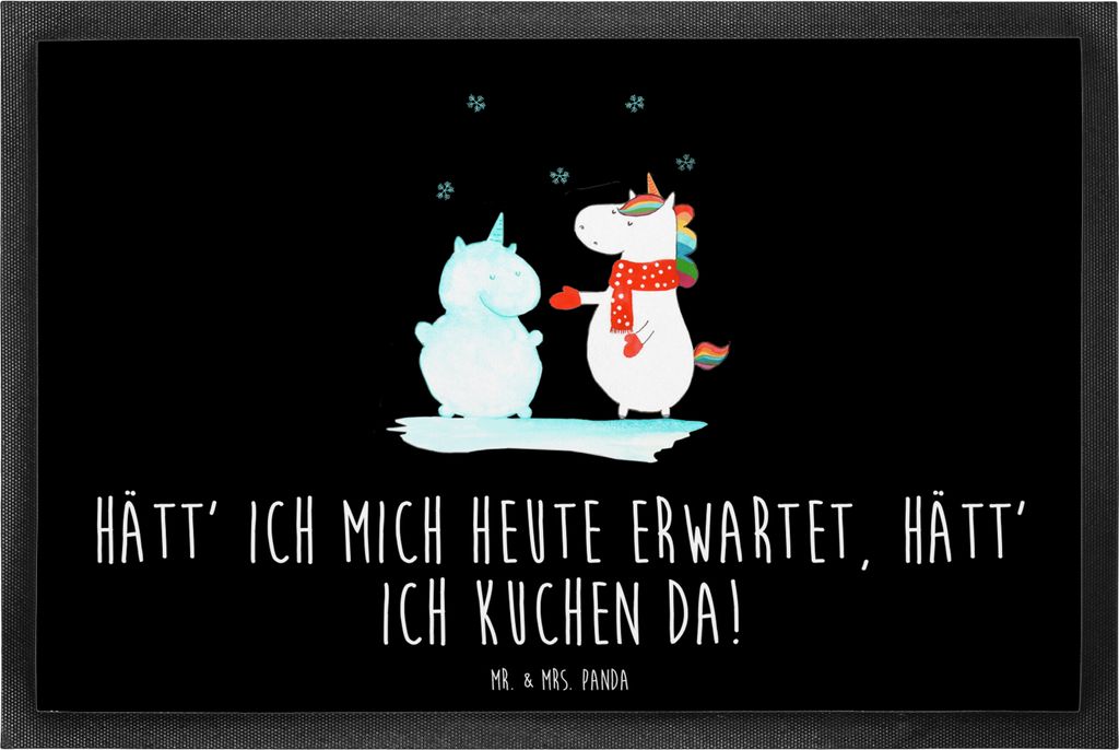 Mr. & Mrs. Panda Fußabstreifer Einhorn Schneemann 60 x 90 cm - Schwarz - Geschenk, Weihnachten, Bodenvorleger, Handschuhe, Türvorleger, Unicorn, ...