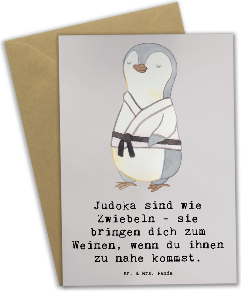 Mr. & Mrs. Panda babykarte Judo Zwiebel - Grau Pastell - Geschenk, dankeskarten, Kampfkunst, einladungskarten, Grußkarten, Sportart, Techniken, Te...