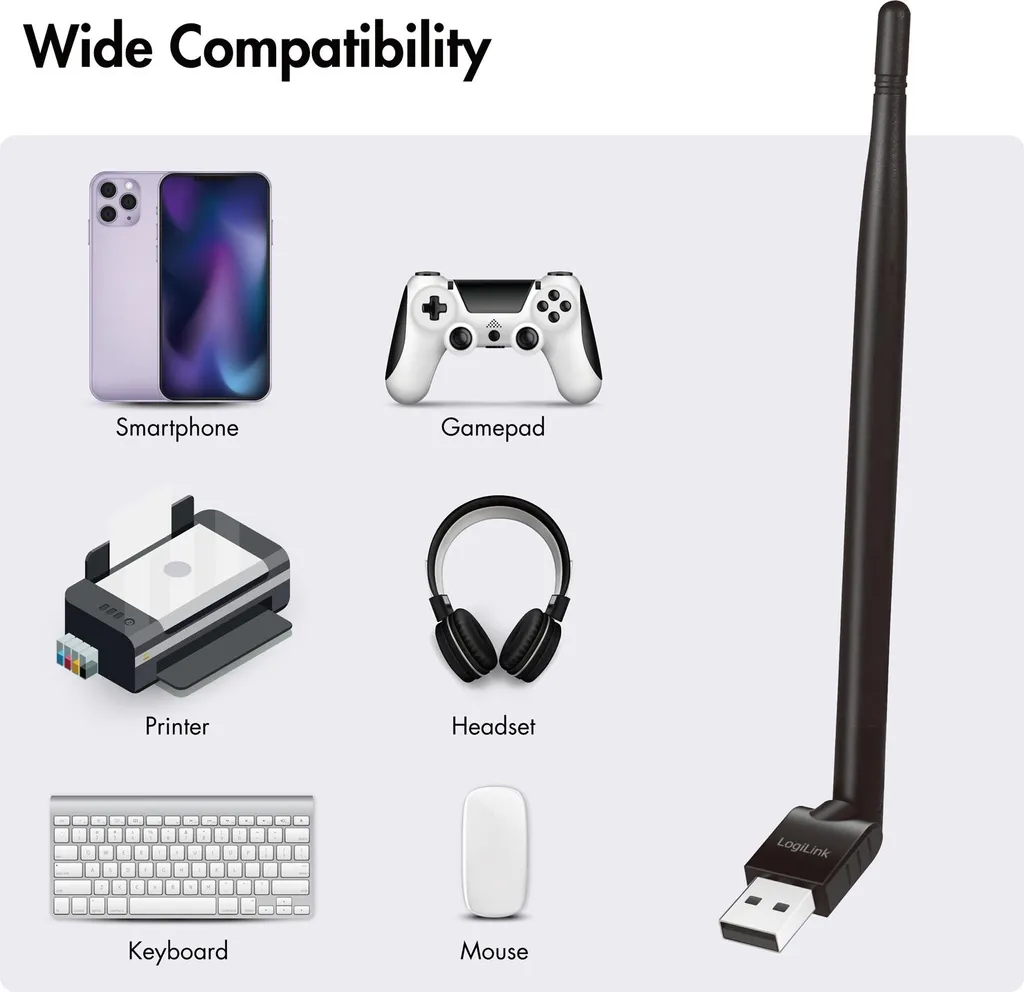 LogiLink BT0067 Chiavetta Bluetooth 5.3 Esterna Antenna 150m Nera - 5