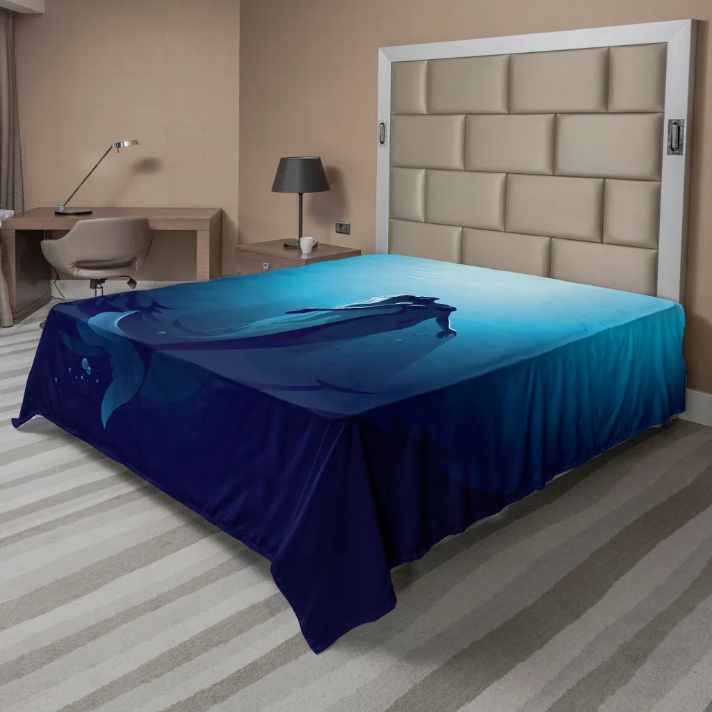 Drap de lit pour chambre parentale sirène bleue décorative 260x228 cm