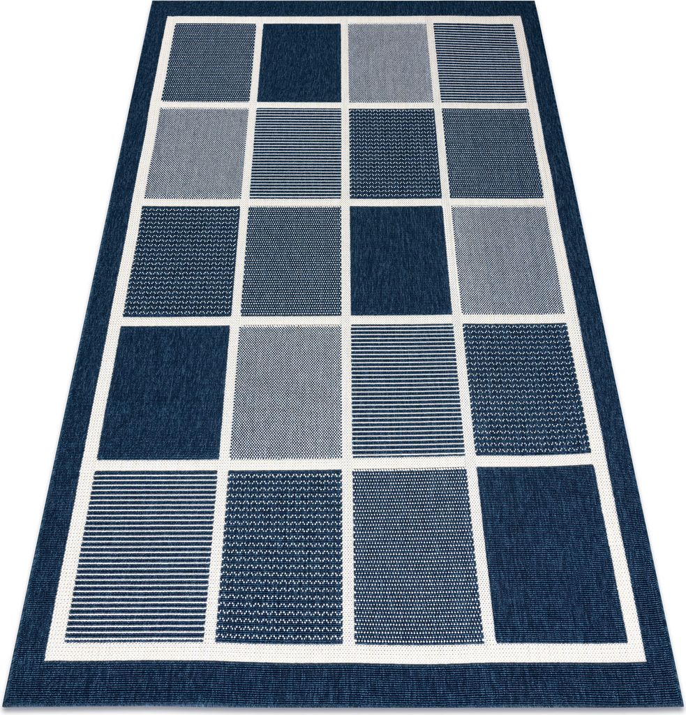 Teppich SPRING 20426994 Quadrate, Rahmen geschlungen - blau Produktbild 