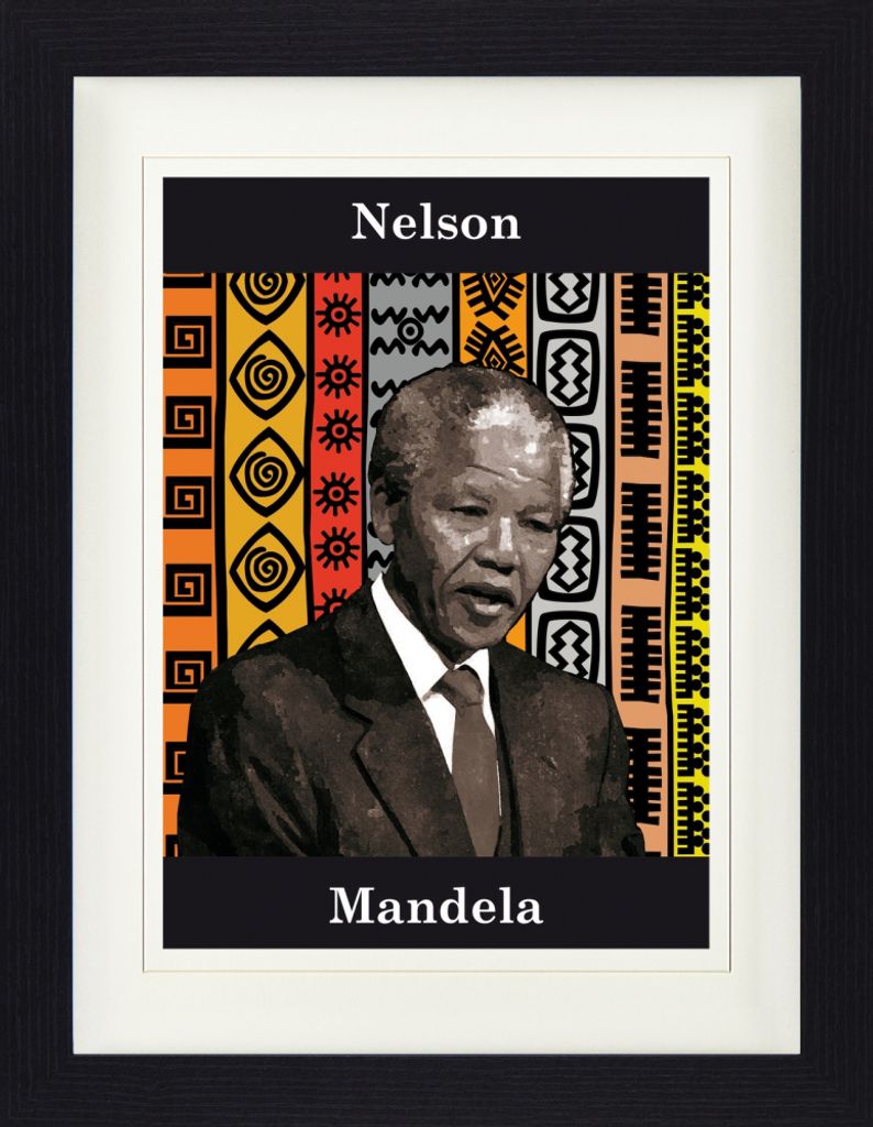 Nelson Mandela Gerahmtes Bild Mit Edlem Passepartout | Wand-Bilder | Im Bilderrahmen - Kampf Gegen Die Apartheid (40 x 30 cm)