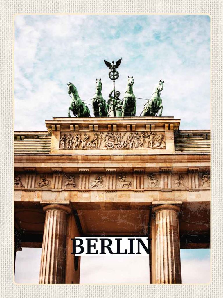 vianmo Holzschild 40x30 cm Berlin Deutschland Brandenburger Tor Bildmotiv Reisemotiv Abenteuer Reisen
