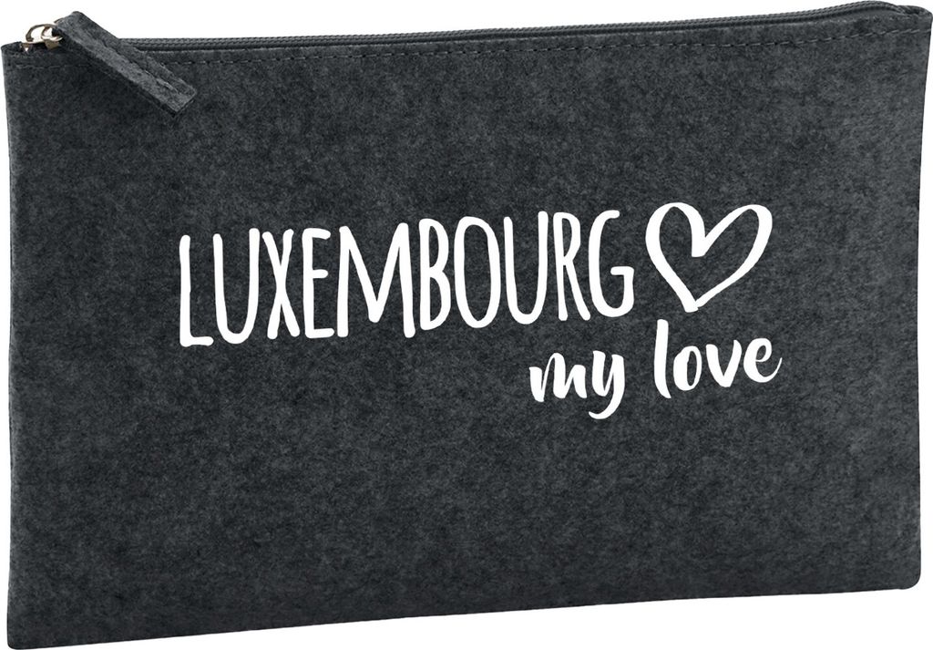 Huuraa Kulturbeutel Luxembourg my love 1 Liter Charcoal Filz Kosmetiktasche Geschenkidee