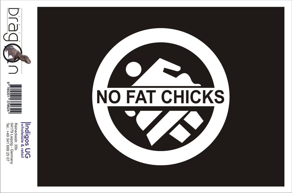 Aufkleber / Autoaufkleber - JDM / Die cut / Auto / OEM - no fat chicks 210x210mm schwarz - Heckscheibe / Heckscheibenaufkleber