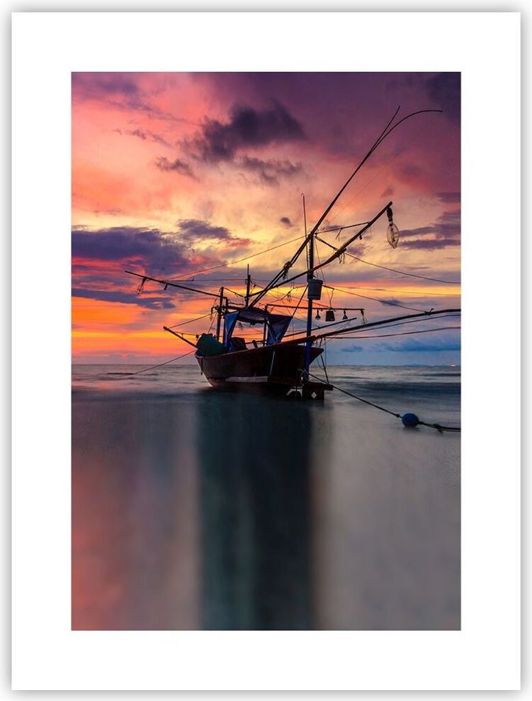Poster - Poster ohne Rahmen - Asien Boot Kutter - 30x40 cm - Wand Bild - Wanddeko - Wandbilder - Kunstposter - Wandposter - Bilder - Kunstdruck - W...