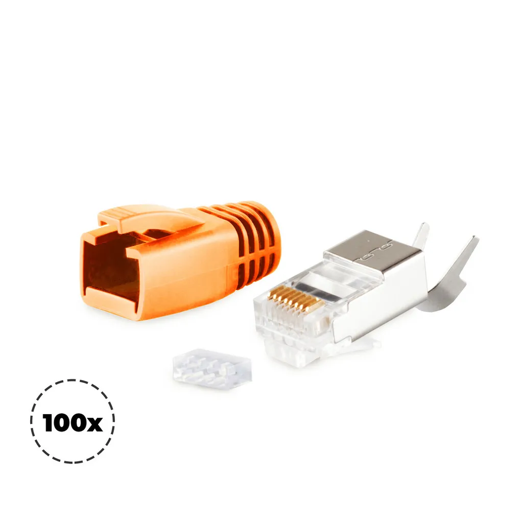 Fiche RJ45 pour câble de pose AWG 23 avec manchon orange x100