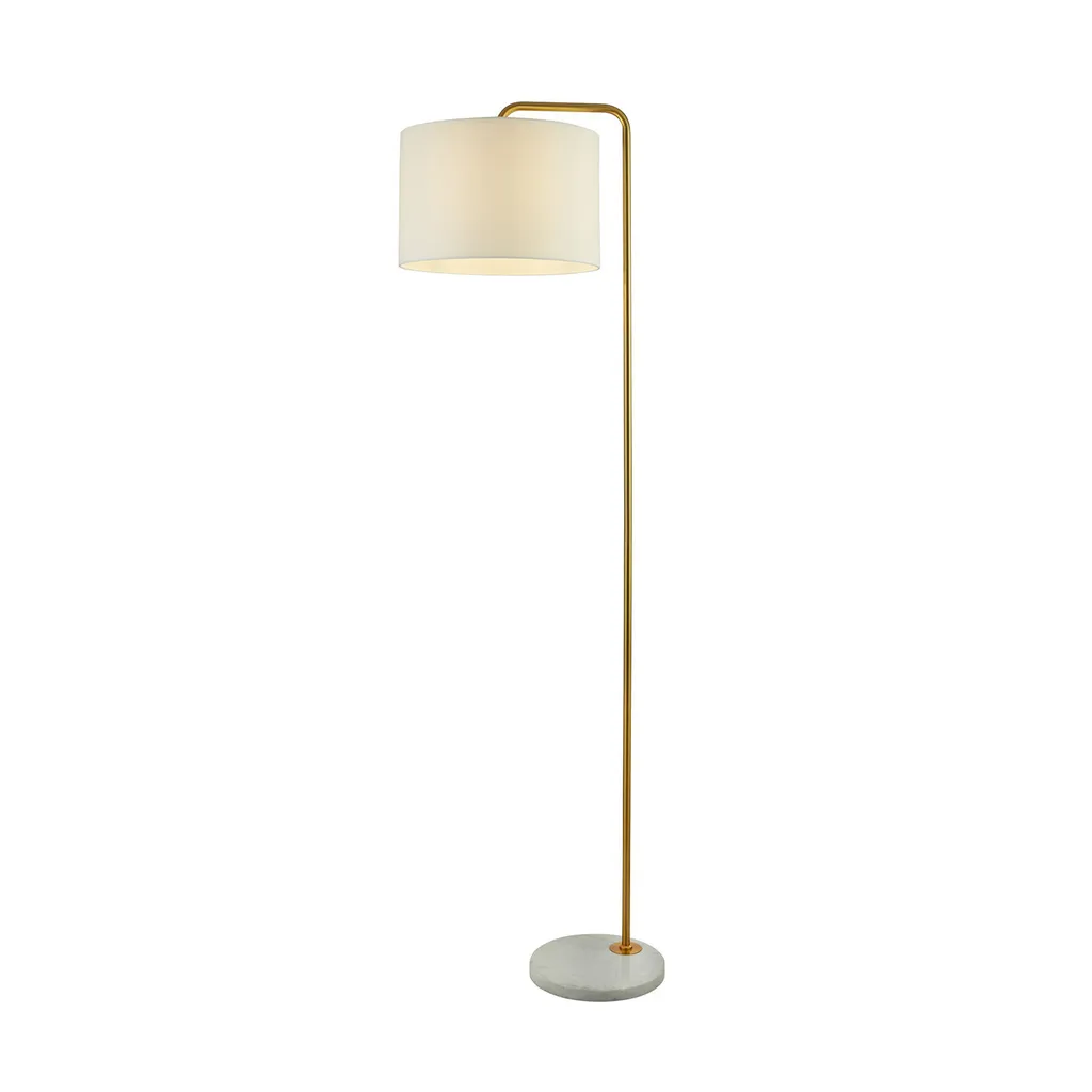 Lampadaire anti-éblouissement doré HANGMAN 155 cm, abat-jour tissu blanc