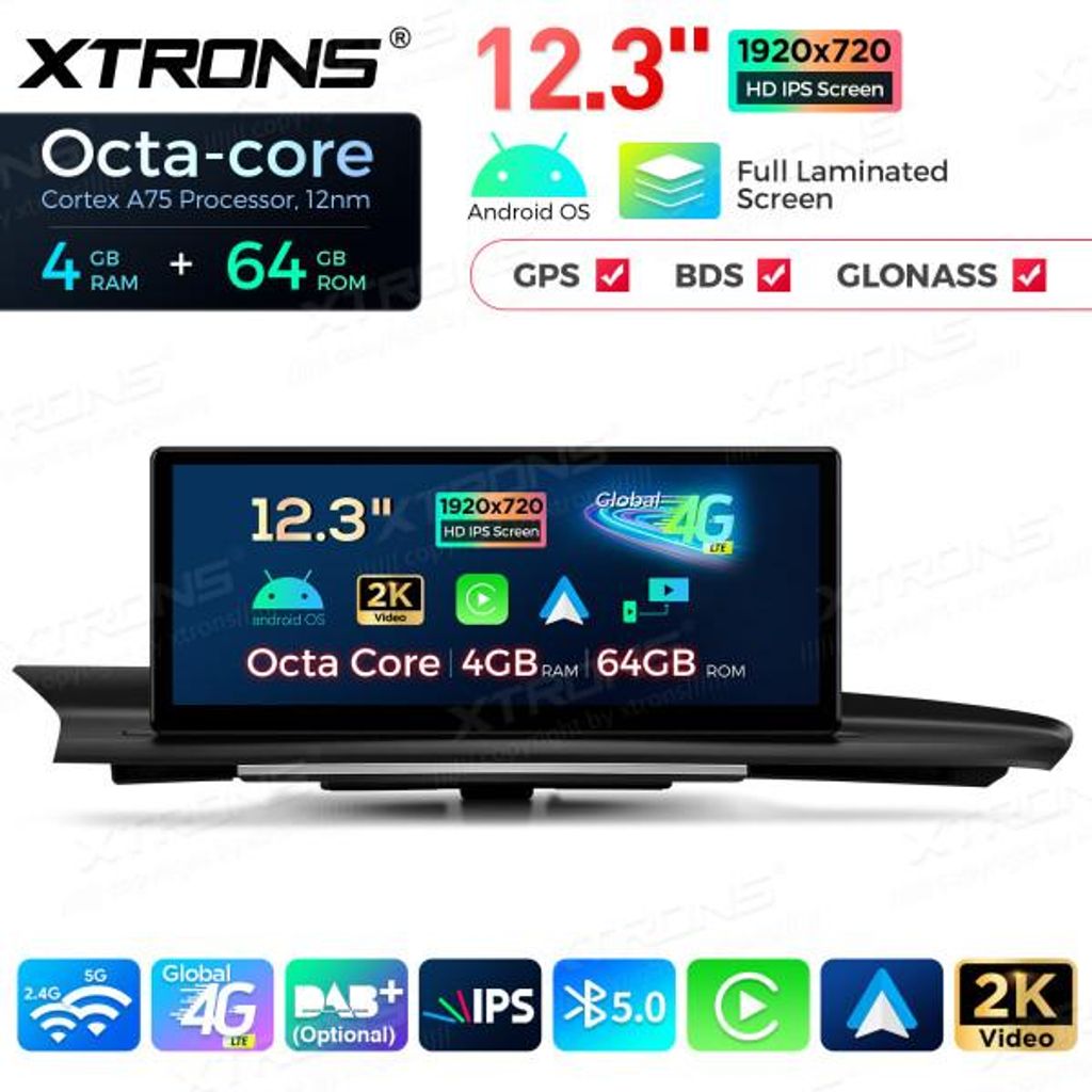 QLA23A6NL 12,3 Zoll Octa Core 4 + 64 GB Android Autoradio Multimedia Player mit vollständig laminiertem Bildschirm für Audi A6 S6 RS6 A7 S7 RS7 MIB