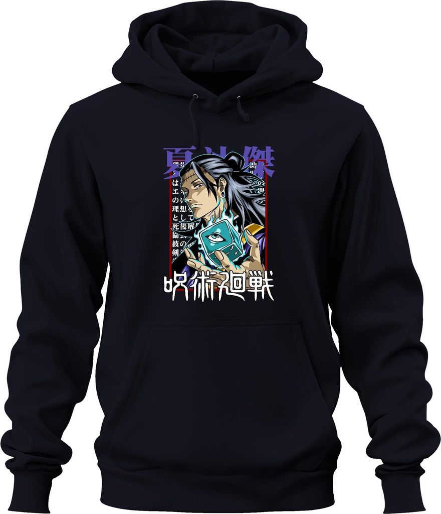 Jujutsu Kaisen Anime Manga Auge Würfel Flamme düster Geschenk Uni Hoodie Kapuzenpullover, Navy, L