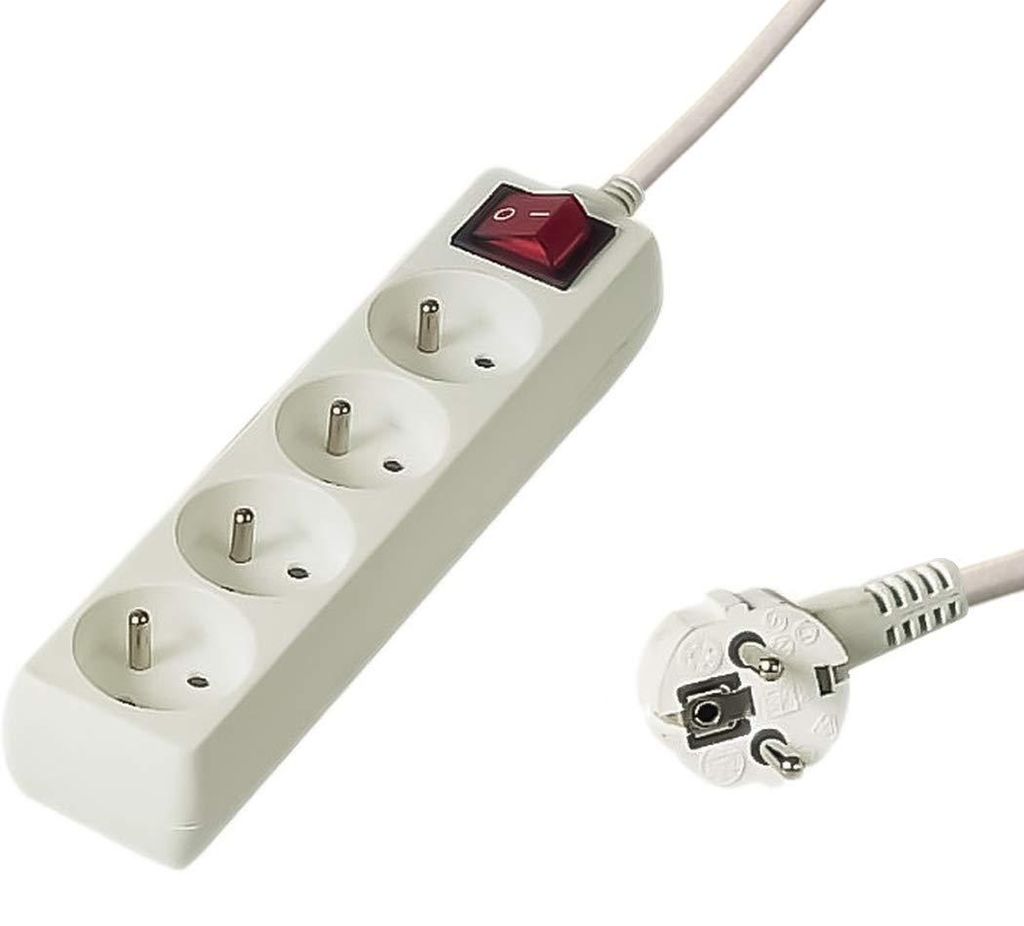 Przedłużacz PREMIUMCORD 230V 2m, 4 gniazda + wyłącznik, Zdjęcie produktu 