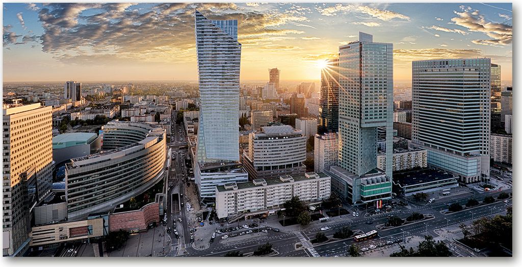 Tulup Glas-Bild -140x70- Wandkunst Dekorative Wand für Küche & Wohnzimmer - Sehenswürdigkeiten & Architektur - Warschau Polen - Grau