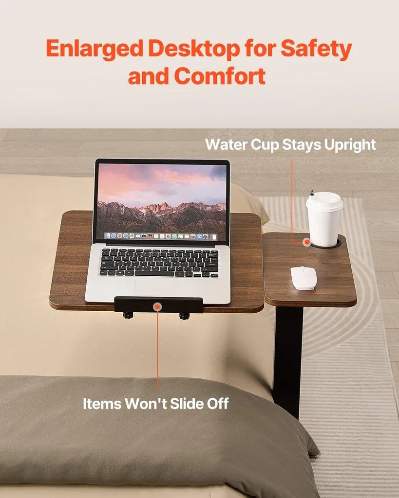 Table d'appoint pour ordinateur au lit avec plateau mobile réglable