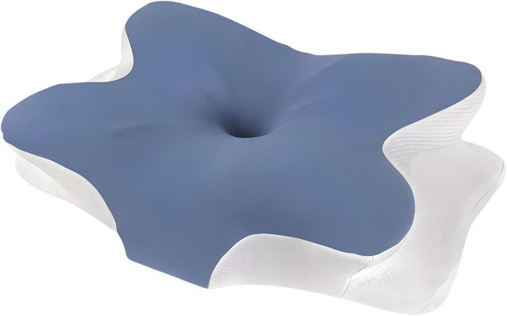 Ergonomisches Nackenkissen Memory Foam – Reisekissen Blau – Orthopädisches Nackenstützkissen für Rücken- & Seitenschläfer