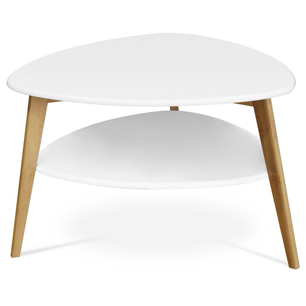 Autronic Konferenztisch Konferenztisch 78x77x50 cm, weiße MDF-Platte, natürliche Bambusbeine (AF-1192 WT)