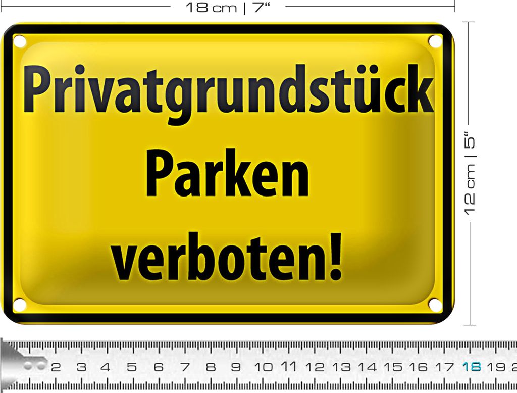 Blechschild Warnschild 18x12cm Privatgrundstück Parkverbot