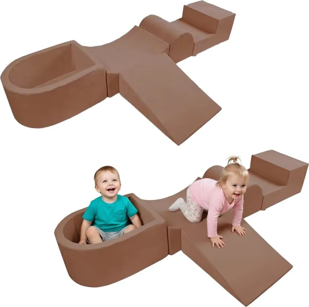 Module de motricité et parcours d'obstacles enfant en mousse marron