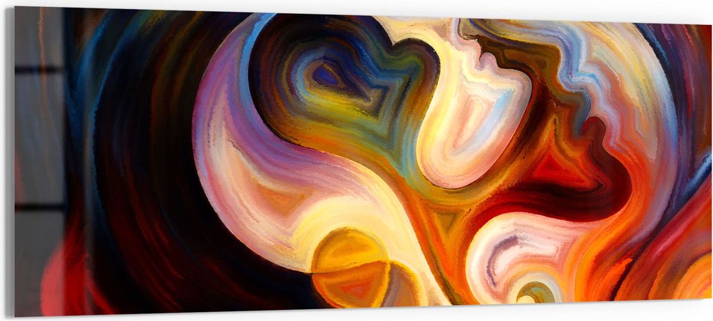 DEQORI Glasbild Echtglas 125x50 cm 'Weibliche Silhouette' Wandbild Bild modern Deko