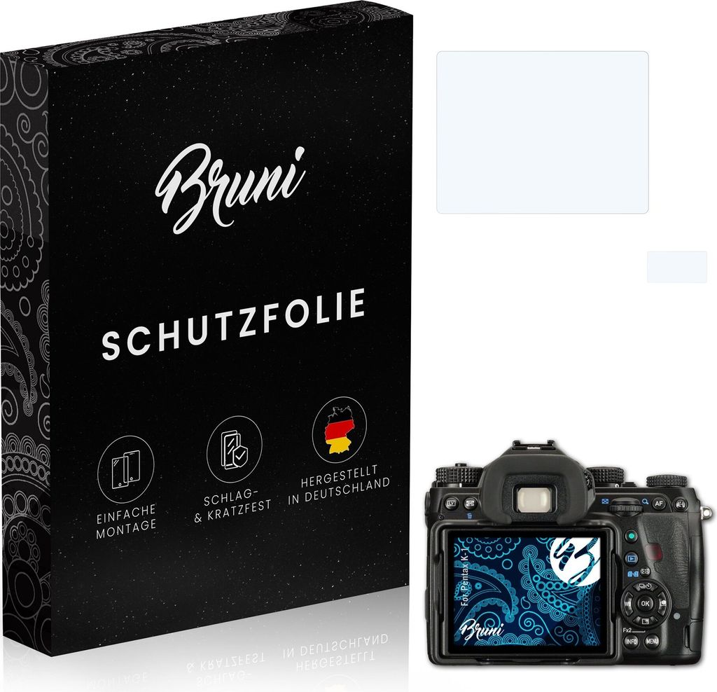 Bruni Basics-Clear 2x Schutzfolie kompatibel mit Pentax K-1 Folie