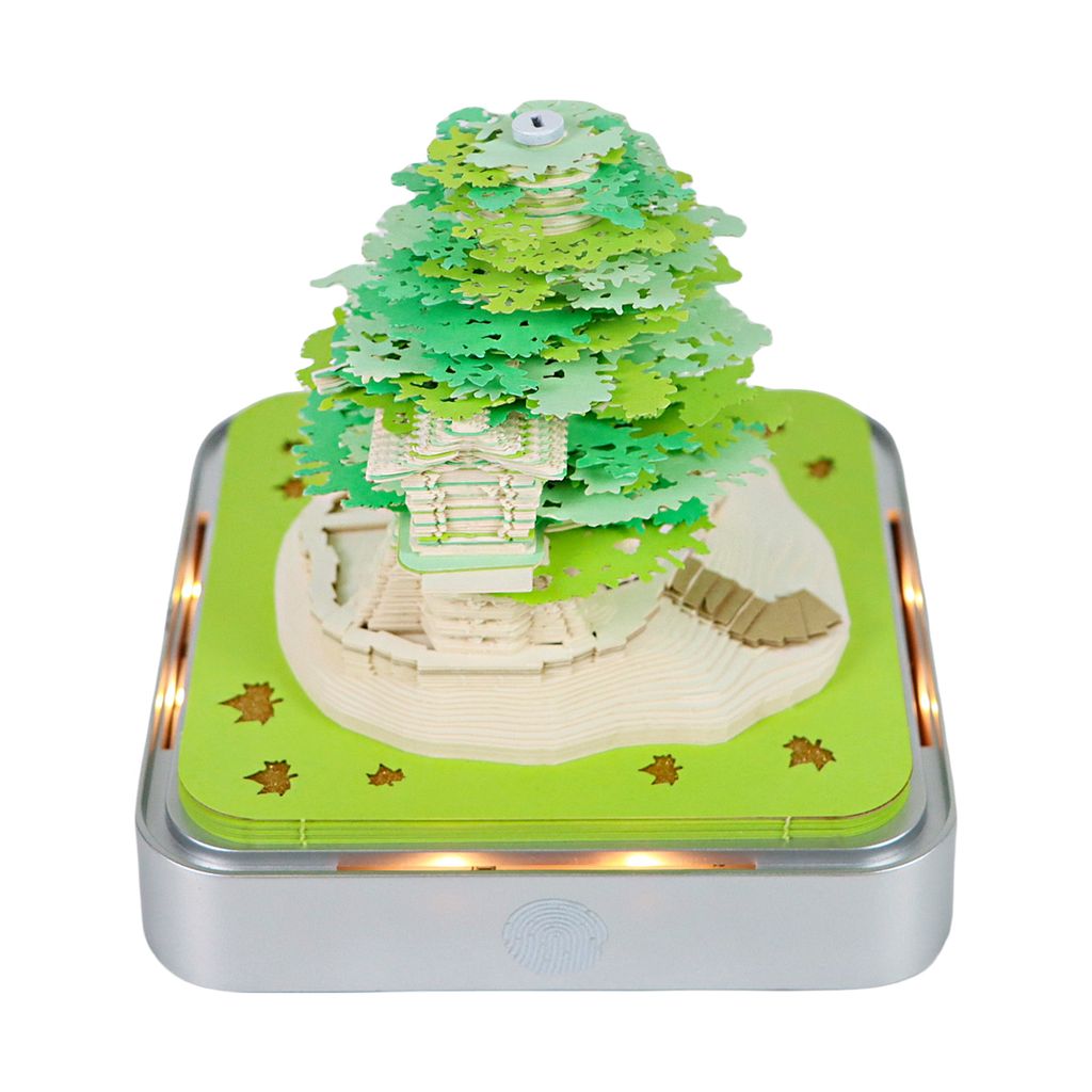 3D-Abreißkalender 2026 - Kreativer Papierskulptur-Kalender mit Baumhaus-Design, LED-Beleuchtung und Notizblock für Büro & Zuhause