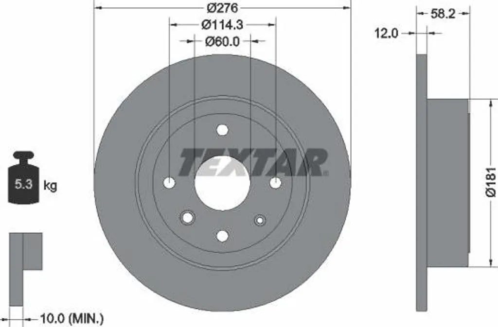 Disque de frein Textar 92225103 OE 96328254 pour Chevrolet Epica
