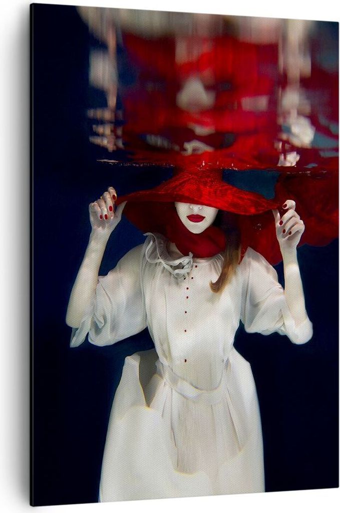 Bild auf Leinwand - Leinwandbild - Einteilig - Mädchen Rot Hut - 70x100cm - Wand Bild - Wanddeko - Wandbilder - Leinwanddruck - Kunstdruck - Wandd...