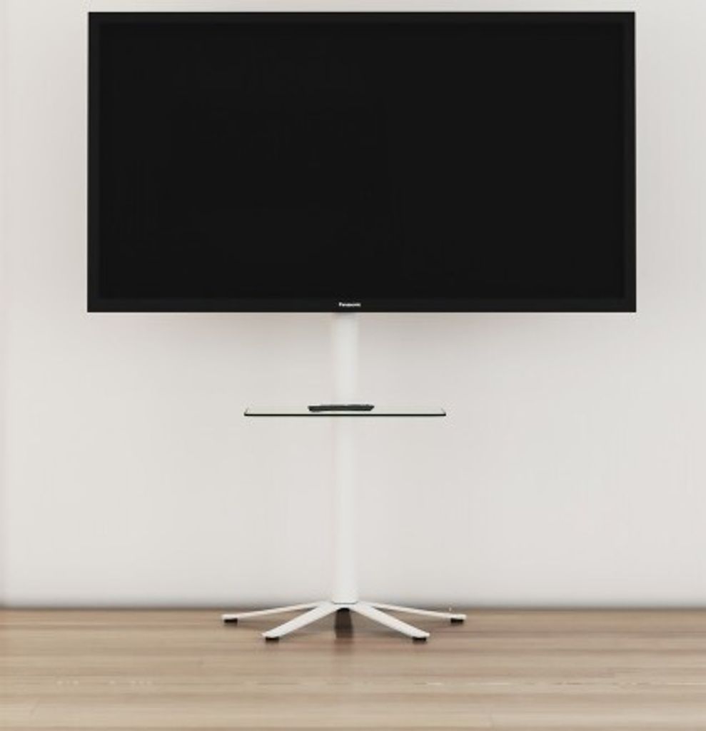 VCM TV Standfuß mit Fachboden 32-70 Zoll | VESA max. 600x400 bis 40 kg | Fernseh Ständer aus Alu | TV Bodenständer Maße ca. H. 100 x B. 61 x T....