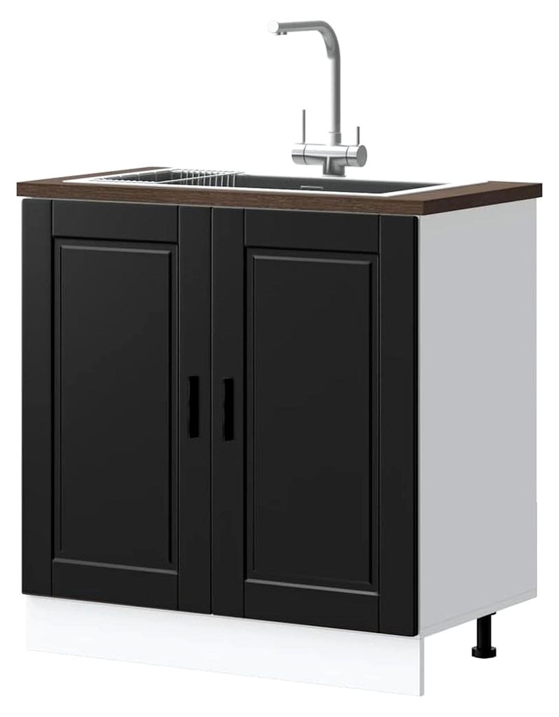 Waschbeckenunterschrank Porto Schwarz, 80 x 46 x 81,5 cm, Holzwerkstoff