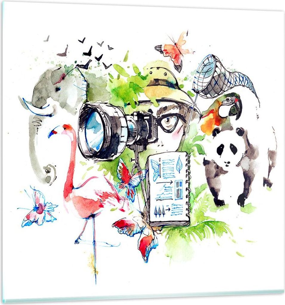 Bilder auf glas - Flamingo wild Tierwelt Fotograf - 30x30cm - Glasbilder - Wandbilder - Kunstdruck - zum Aufhängen bereit - Wanddekoration aus Gla...