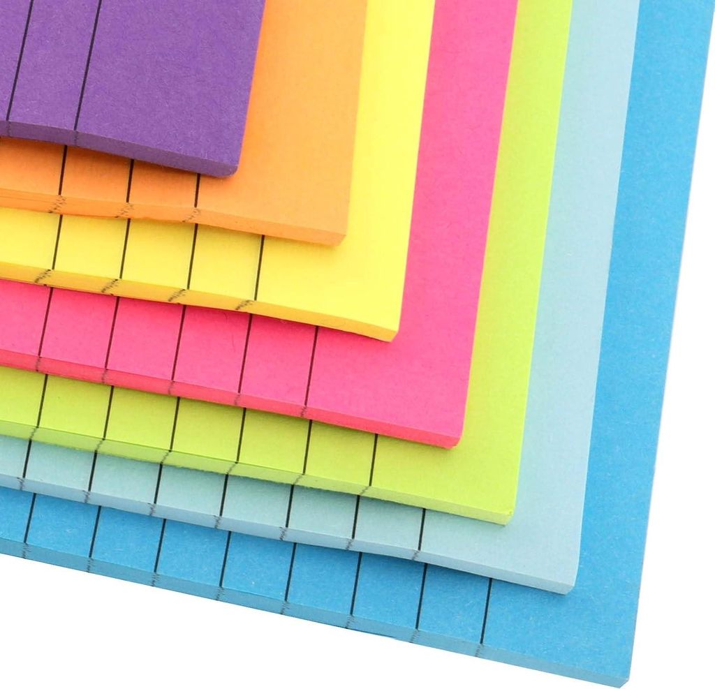 Geheftete Haftnotizen in 8 Farben - 16 Stück - 15 x 10 cm - Selbstklebende Notizen für Büro, Zuhause, Schule, Besprechungen