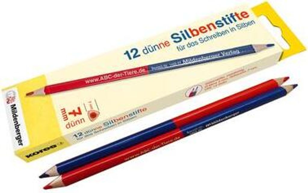 12 dünne Silbenstifte für das Schreiben in Silben
