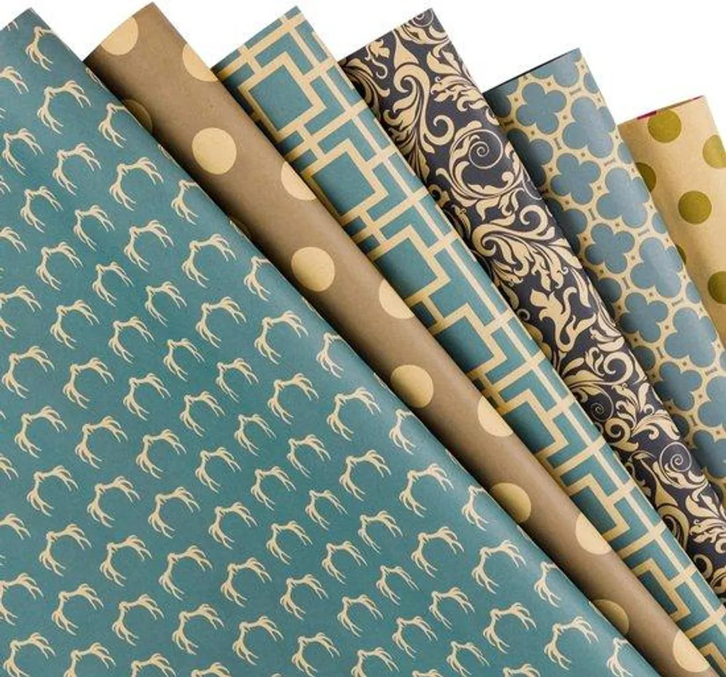 Papier cadeau bleu résistant et opaque - 6 feuilles format 44,5x76 cm