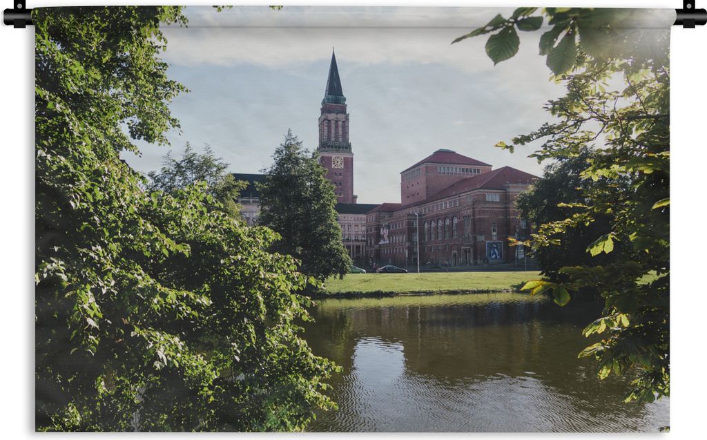 MuchoWow Wandteppich Wandbehang Das Rathaus der deutschen Stadt Kiel 120x80 cm Tapisserie Dekoration Wandtuch - Wanddekorationen - Wandtücher