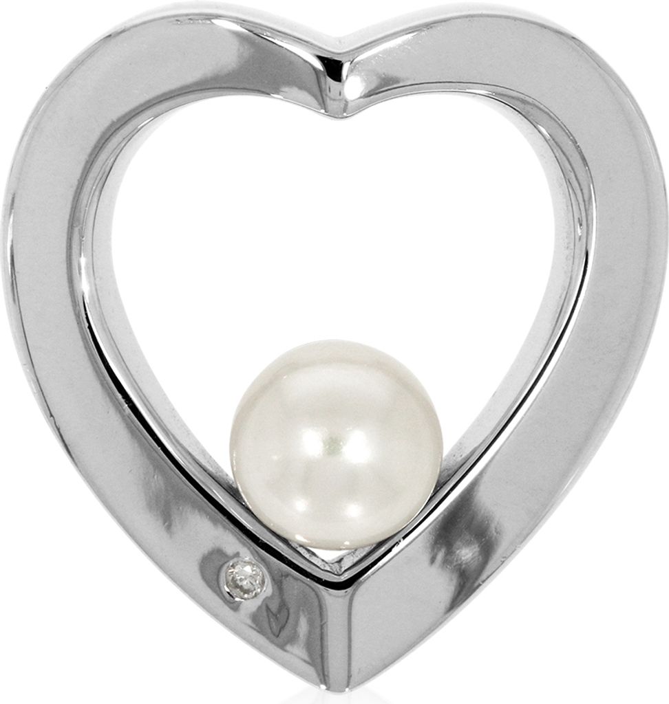 PNC21874001 Herz-Anhänger mit Diamant 0,02 ct. und Süßwasserzuchtperle XEN