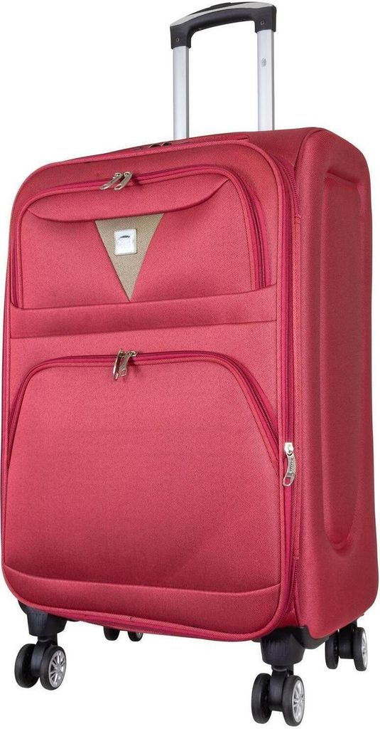 Nylon Reisekoffer Trolley Menorca Rot Gr. L mit 4 Rollen und Dehnfalte