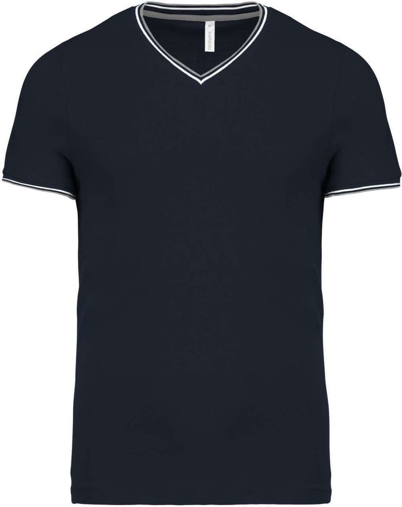 Kariban Herren T-Shirt Pique Poloshirt Work Golf Shirt V-Neck Kurzarm, Größe:M, Farbe:Navy/Red/White