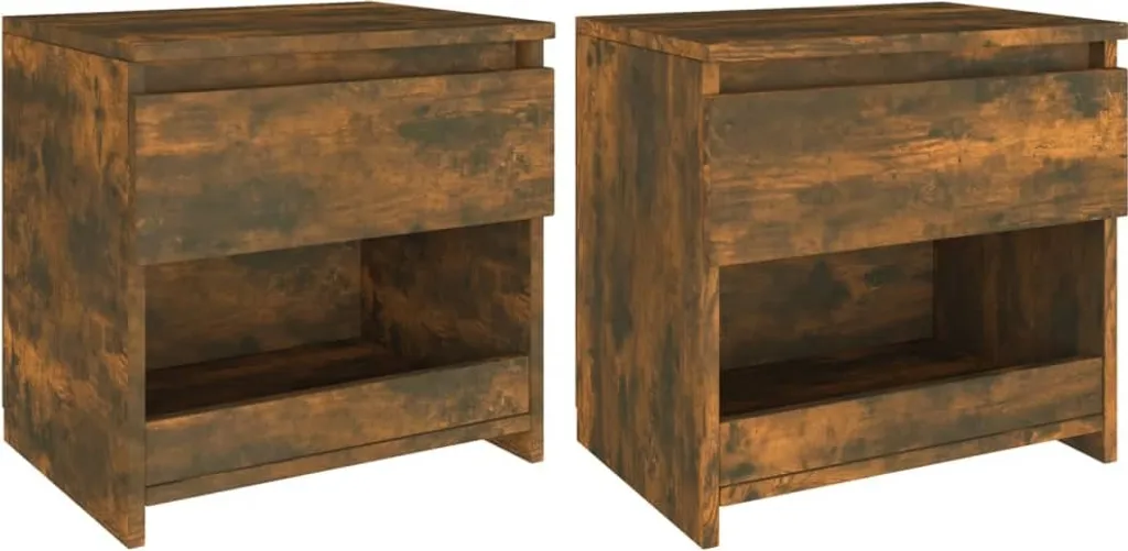 Tables de Chevet Design Chêne Fumé en Bois Composite - Ensemble de 2