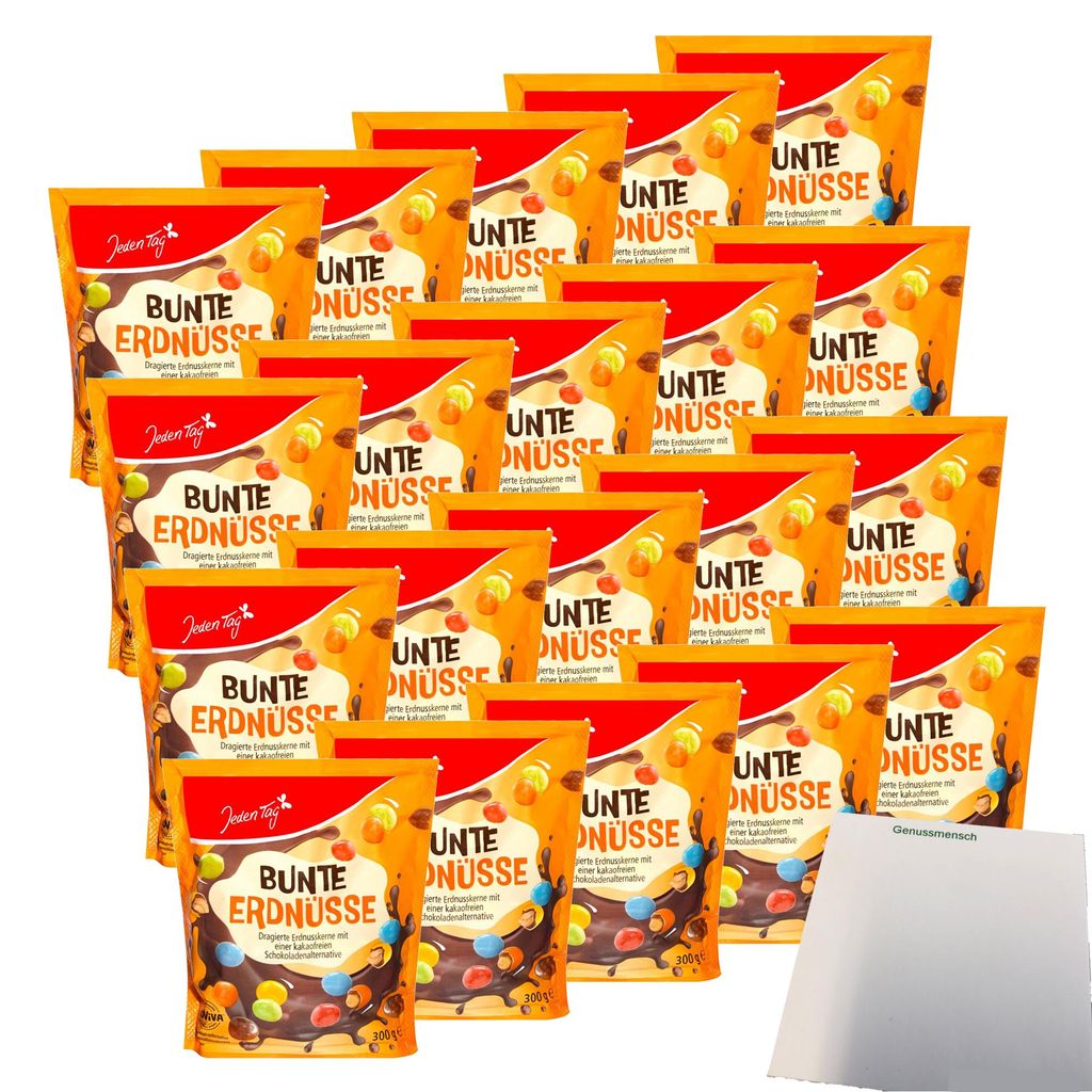 Jeden Tag Bunte Erdnüsse ChoViva 20er Pack VPE (20x300g Beutel) + usy Block