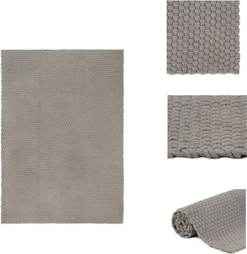 Tapis gris anti-poussière en coton 160x230 cm pour sols froids