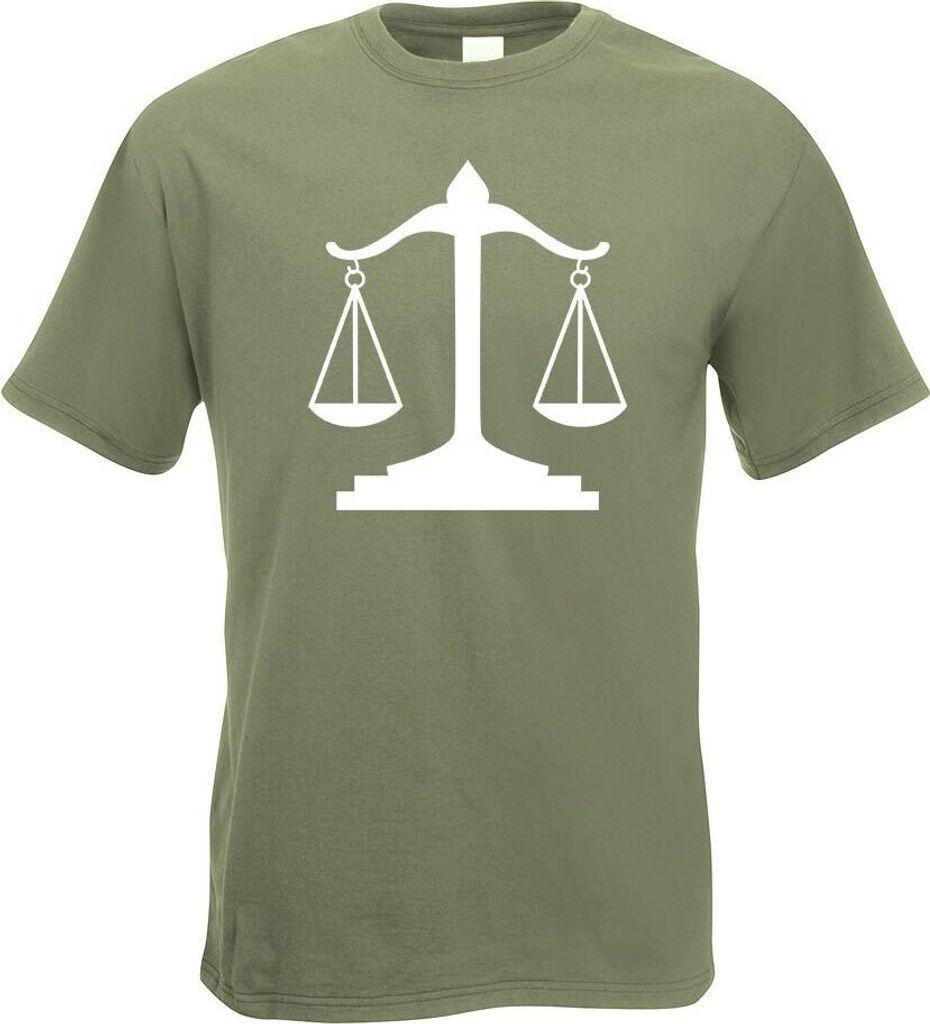 Kiwistar - T-Shirt - Olive - Waage Gericht Anwalt Justitia Motiv Bedruckt Funshirt Design Print - mit Motiv Bedruckt - Funshirt Design - Sport - Fr...