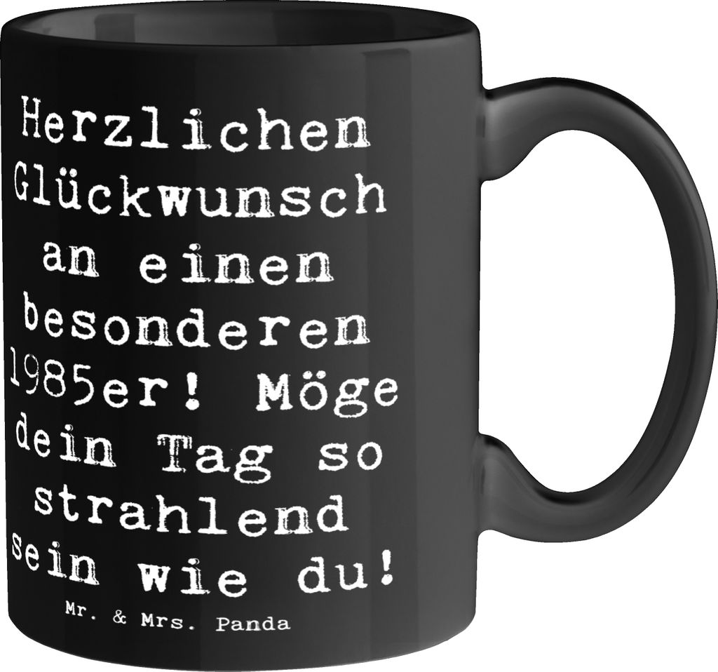 Mr. & Mrs. Panda Kaffeebecher Spruch 1985 Geburtstag - Schwarz - Geschenk, Kaffeetasse, Happy Birthday, Teetasse, Trinkbecher, zum, Herzlichen Glü...