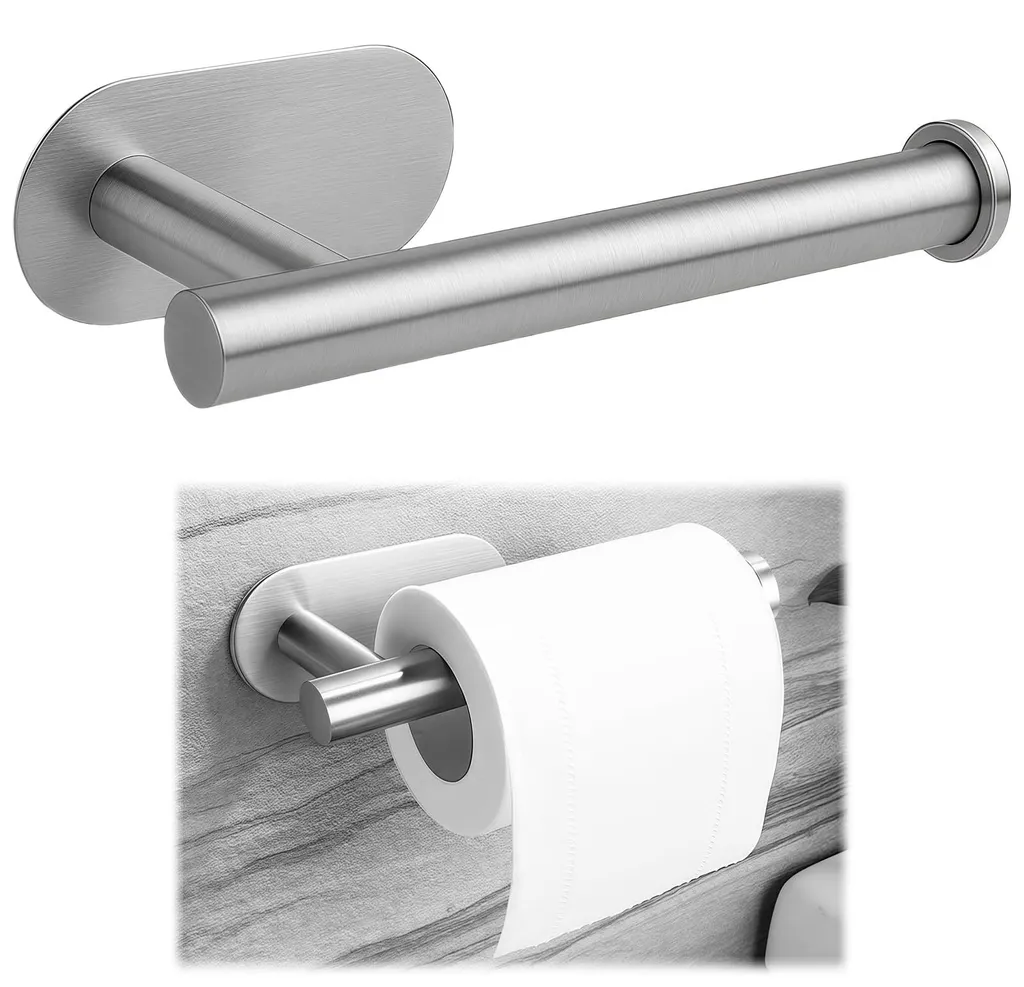 Dérouleur papier toilette inox argent avec frein pour usage une main
