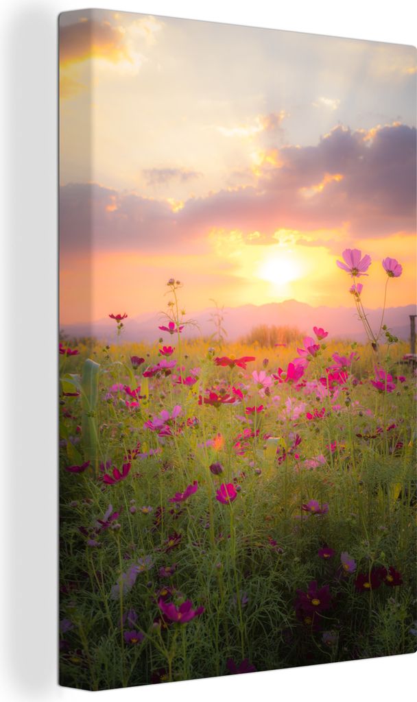 OneMillionCanvasses - Leinwandbilder - 90x140 cm, Blumen - Wild - Dämmerung, Wandbilder Kunstdruck Wanddekoration - Wandschmucke - Schlafzimmer