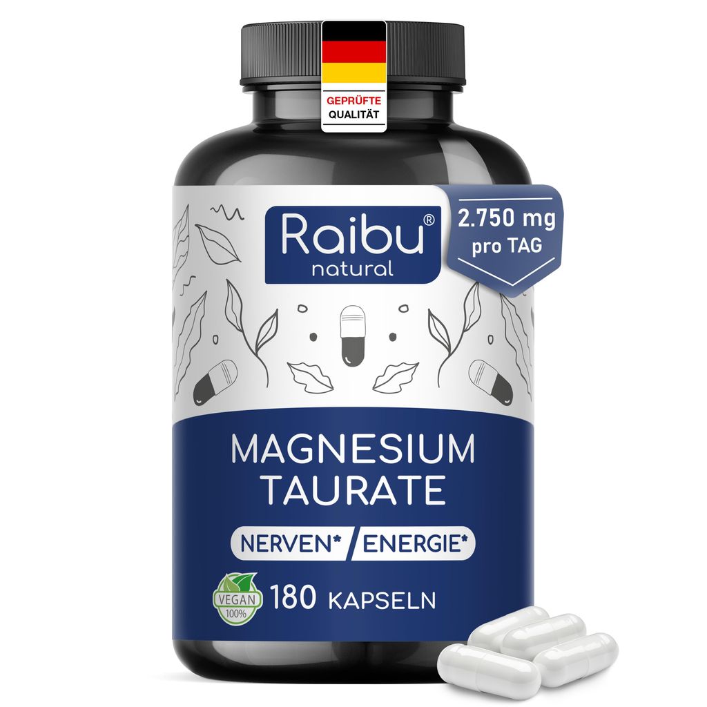 Magnesium Taurat 2750 mg pro Tag - Für Muskeln & Nerven - RAIBU