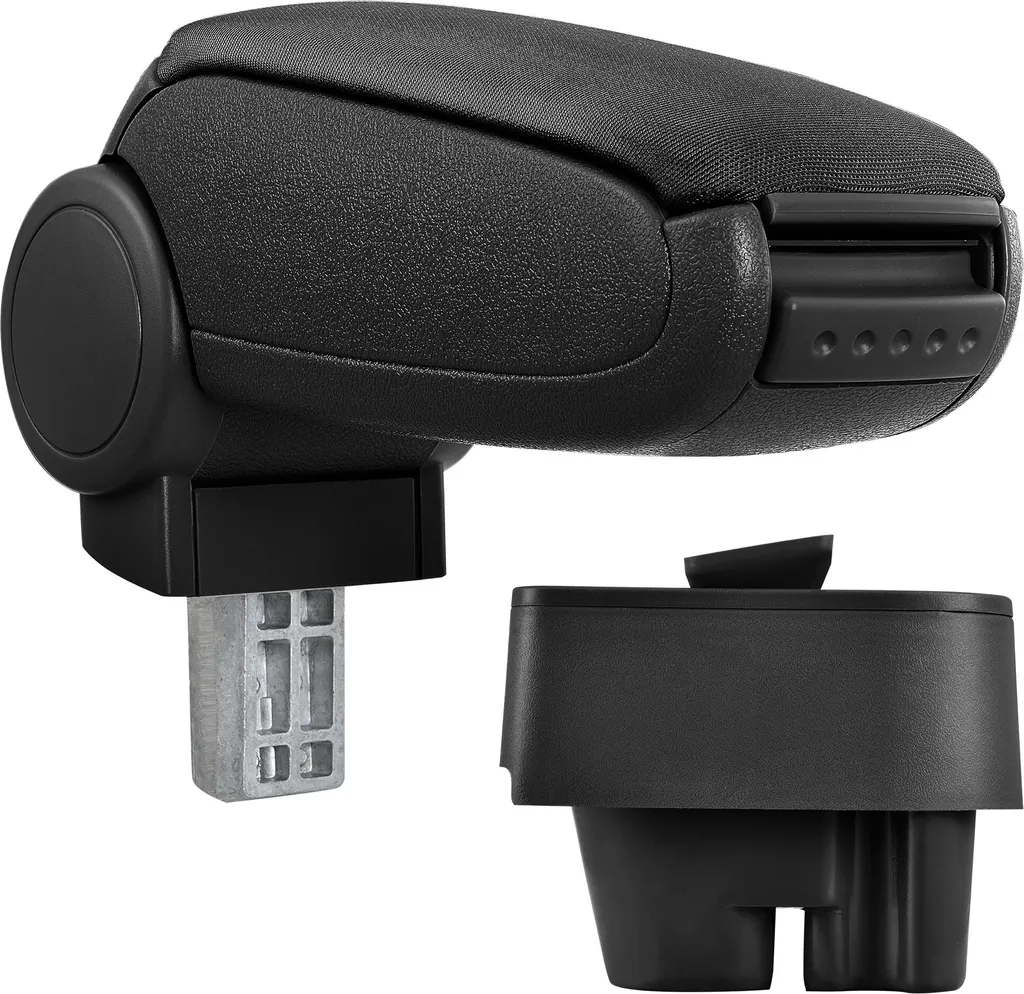 [Bracciolo centrale, perfetto per Peugeot 207, 207 SW, 207 CC a partire dal 2006 - bracciolo con vano portaoggetti - imbottito - tessuto - nero