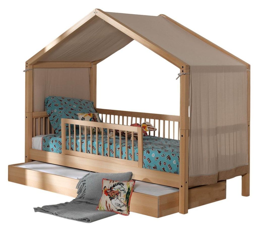 Hausbett Kelci 90x200 Bettschublade Absturzschutz Buche massiv natur