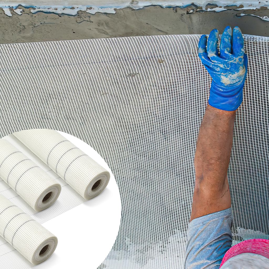 Jayseuw 150m² Armierungsgewebe Putzgewebe (1m x 50m) Gewebe Putz Gittergewebe 160g/m² Glasfasergewebe 4mm x 4mm Glasfaser Fassade Weiß