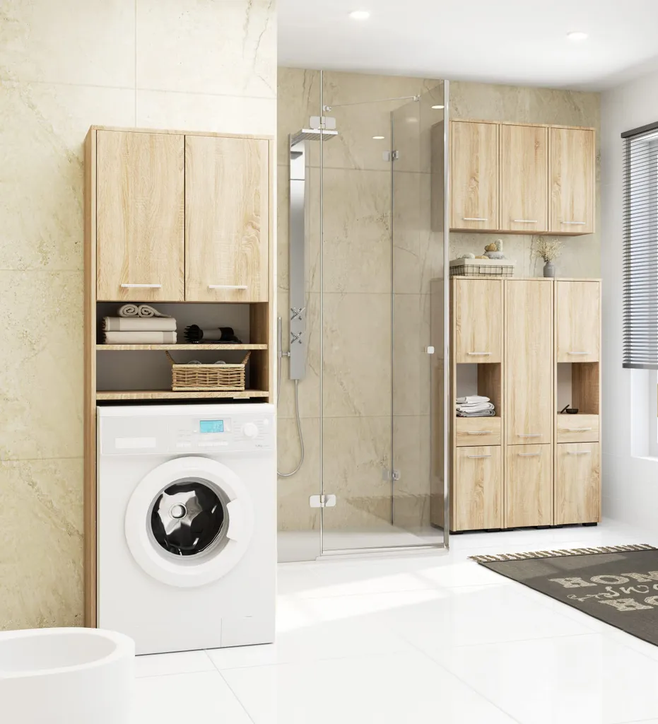 Mobile Sopra Lavatrice BDW 180cm Rovere Sonoma - Arredo Bagno Offerta - 4
